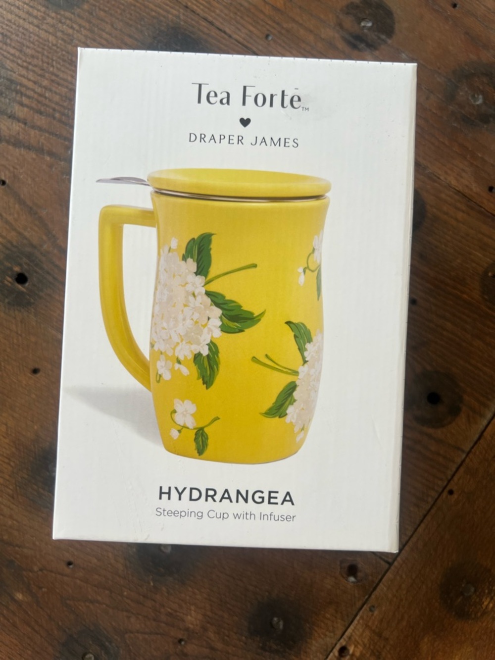 Tea Forte Draper James Hydrangea Yellow Steeping Cup with Infuser